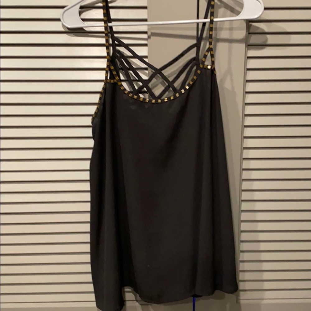 Black tank top with gold accents!
